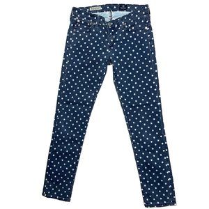 Ag Stevie Ankle Slim Straight Polka Dot Low Rise Jean Size 25